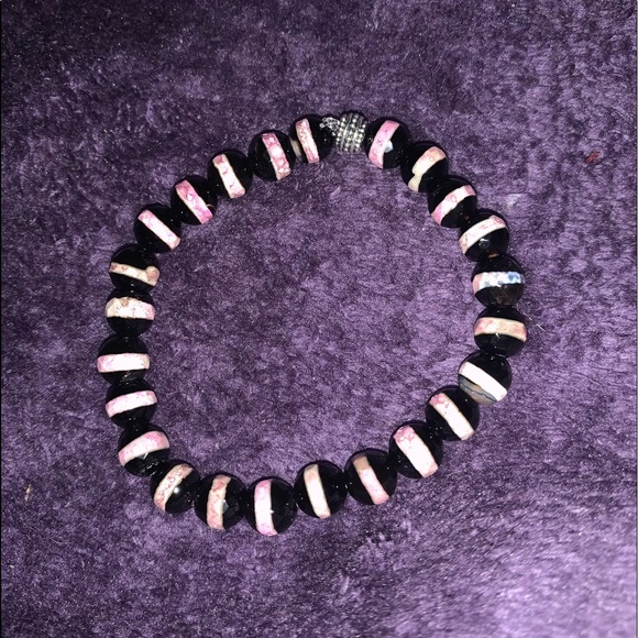 🧿2/$15🧿 ✋🏼Made 8mm Faceted Striped Agate Stone Bracelet w Tie Cover - Picture 8 of 13
